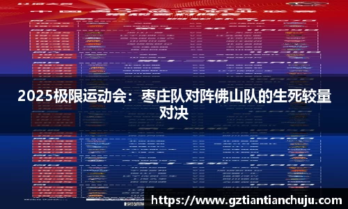 2025极限运动会：枣庄队对阵佛山队的生死较量对决