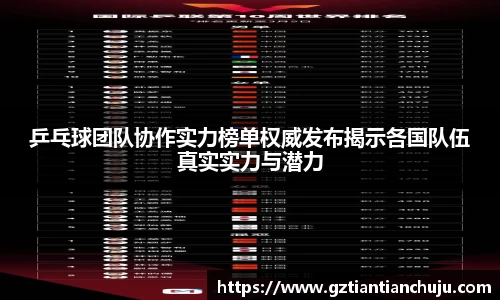乒乓球团队协作实力榜单权威发布揭示各国队伍真实实力与潜力